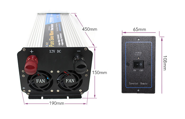 5000W Pure Sine Wave Inverter with Remote Dimensions