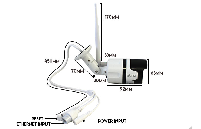 securit camera 1080p WIFI Dimension
