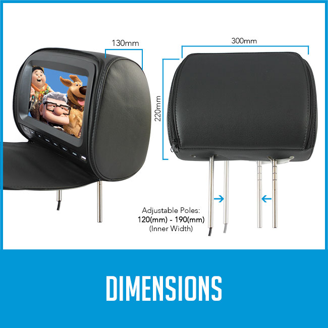 car dvd player dimensions 130mm thick, 300mm wide, 220mm tall