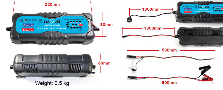 car battery charger dimensions