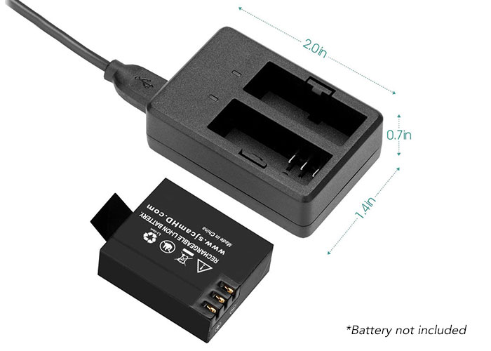 Dimensions for Dual-Slot Battery Charger for SJCAM Action Camera SJ4000 SJ5000 M10 SERIES