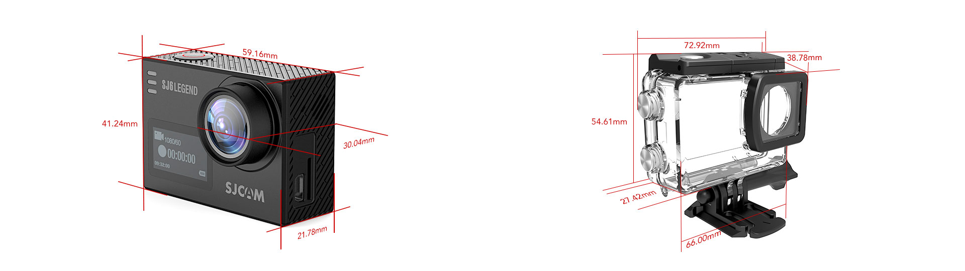 SJCAM SJ6 Dual Screen Action Camera Dimensions