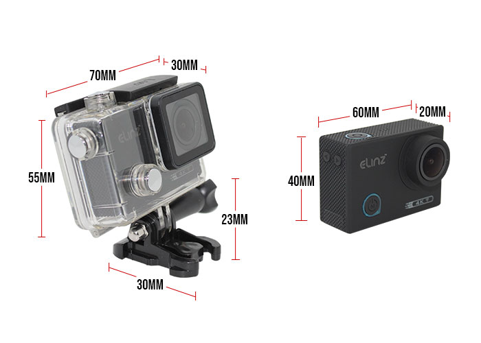 4K Action Sports Camera Dimensions