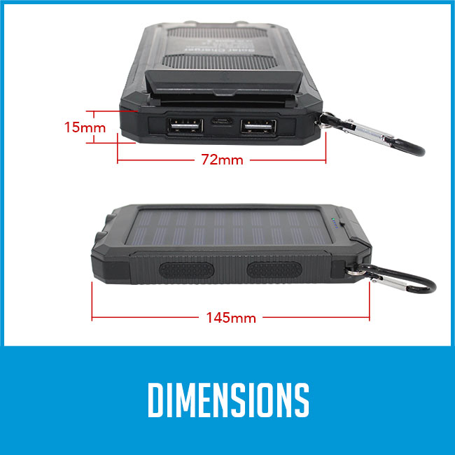solar power bank dimensions. 15mm thick, 72mm width, 145mm height
