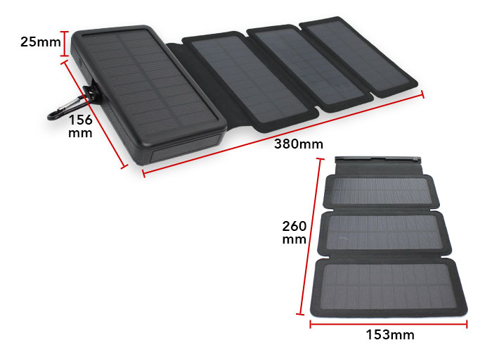 20000mAh 4 Solar Panel Power Bank Dimensions