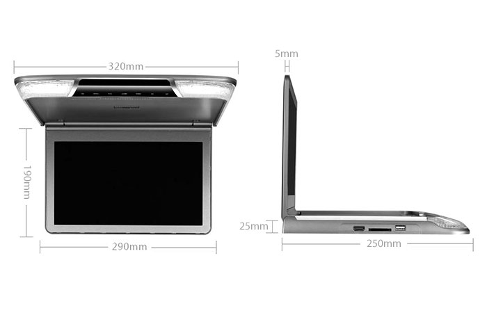 11.6 inches Roof mount dvd player dimensions