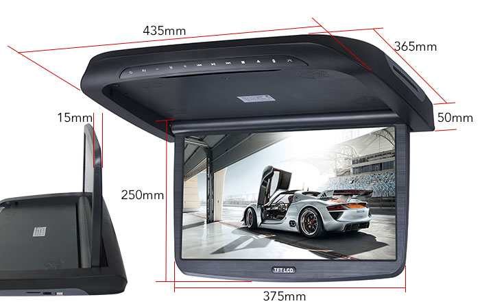 Motorized Screen Roof Mount DVD Player Dimensions