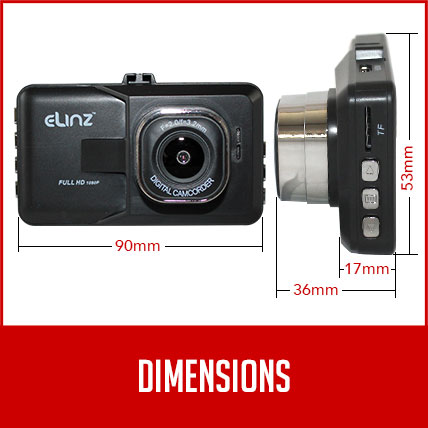 Dimensions 3.2inch Dashboard Cam
