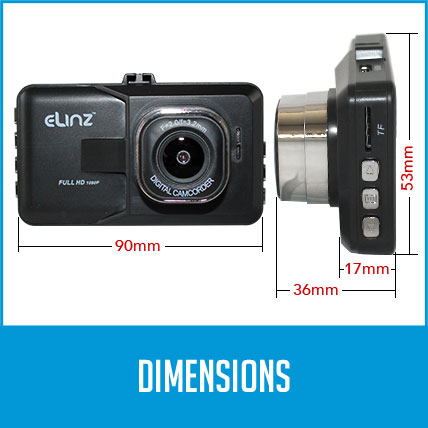 Dimensions 3.2 inch Dash Camera