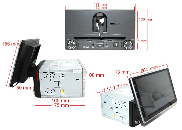 Android 2 Din Car Dvd player dimensions