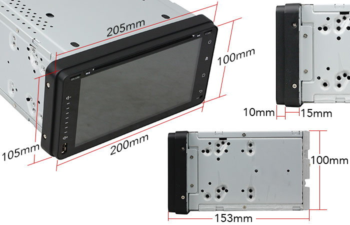 7"e; In Dash Toyoya Car DVD Player Dimensions