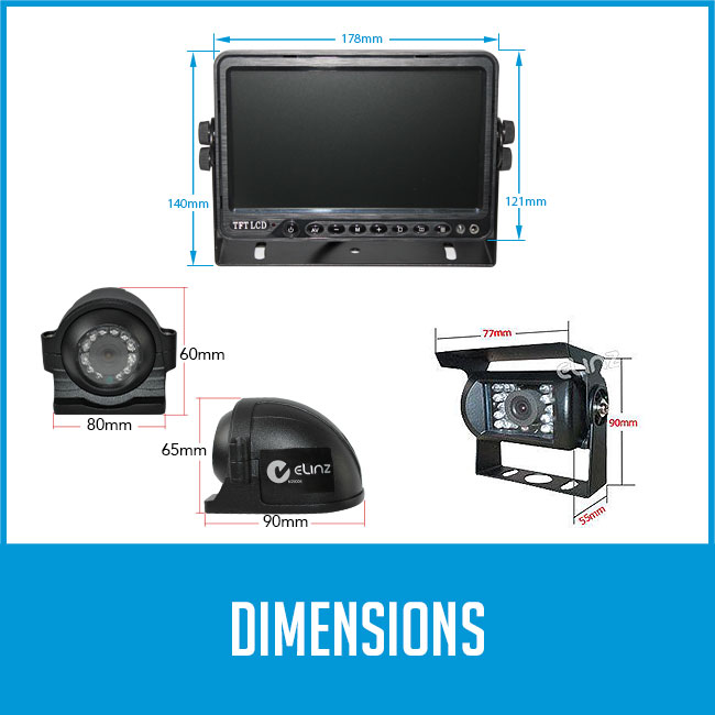 Reversing Camera and Monitor Dimensions