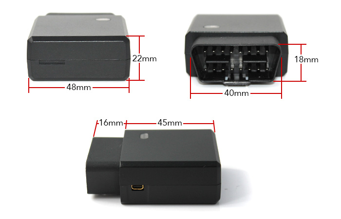 GPS Tracker OBD2 Diagnostic Scanner Dimensions