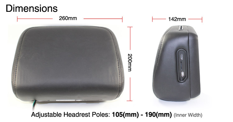 car headrest dvd dimension