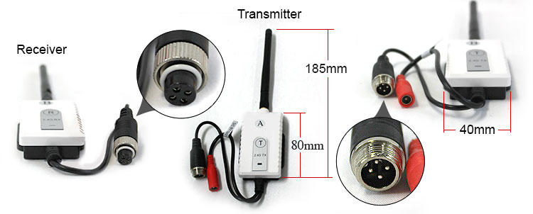 wireless receiver transmitter dimensions, 185mm tall, 40mm wide