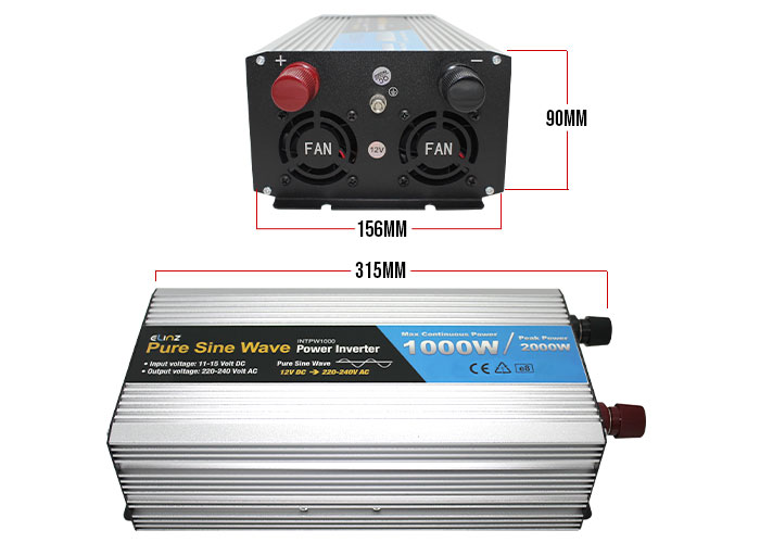 1000W Pure Sine Wave Inverter with Remote Dimensions