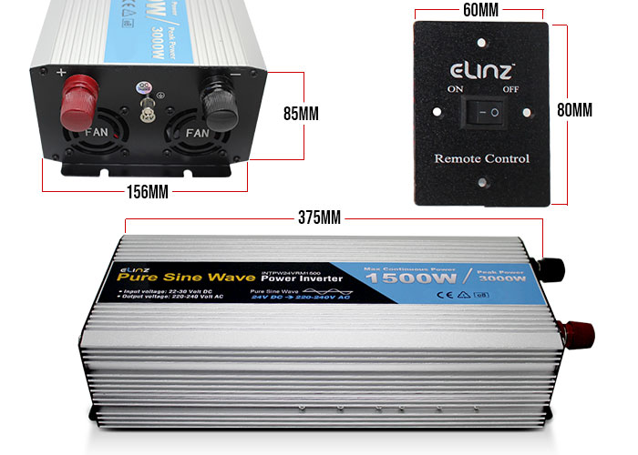 5000W Pure Sine Wave Inverter with Remote Dimensions