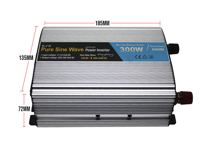 300W Pure Sine Wave Inverter with Remote Dimensions