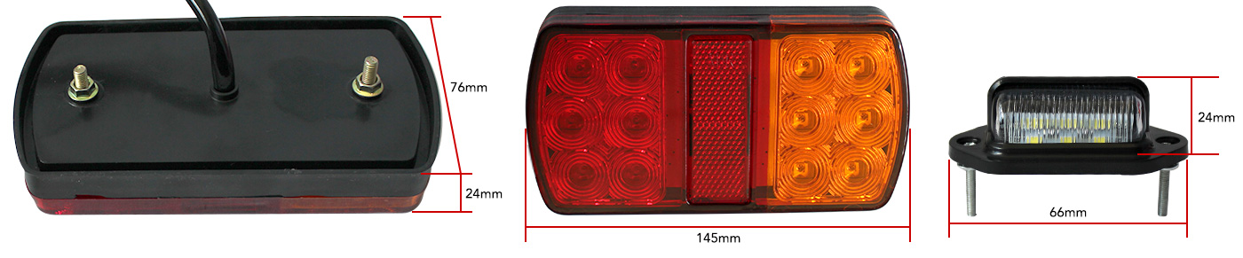Tail and Number Plate Light Dimensions