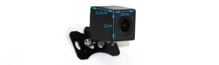 reverse camera dimensions, 2cm tall and wide, 2.3cm thick