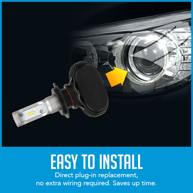 H7 headlight with caption "easy to install"