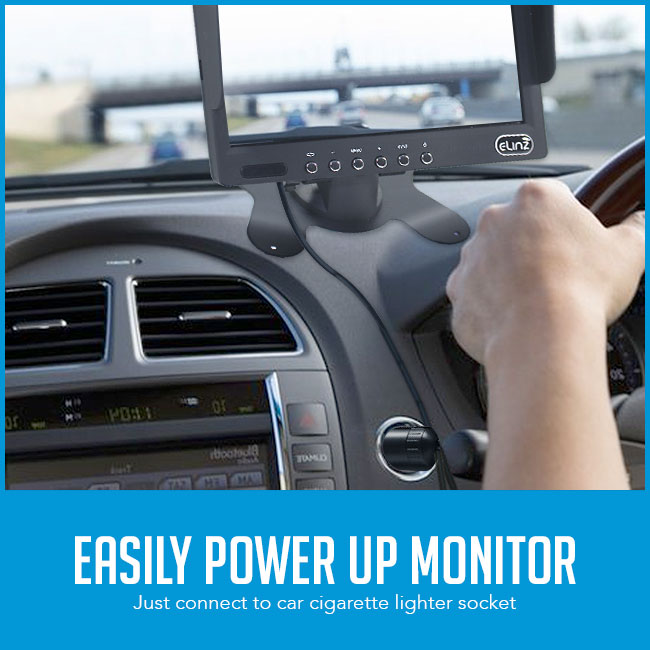 reversing camera monitor installed on dash cam while driving