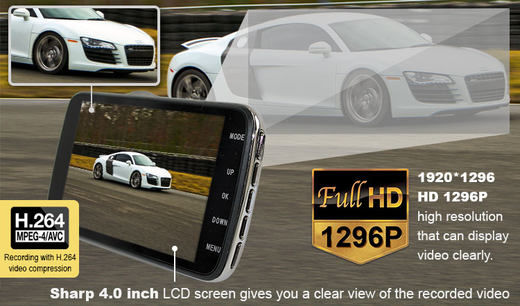 Full HD 4 inch Dual Dash Camera