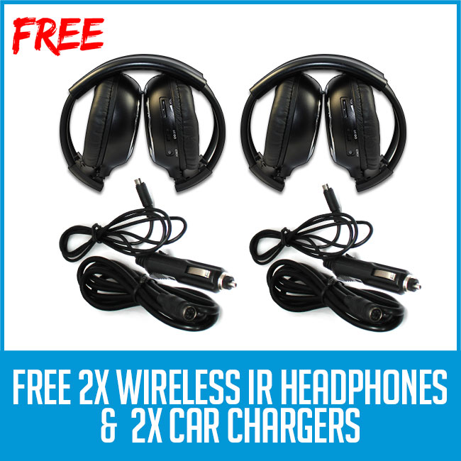 2 headphones, 2 car chargers