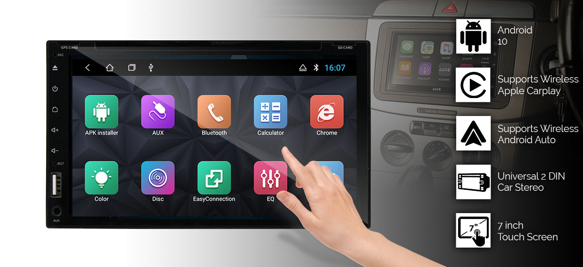 Elinz 7" In Dash Double DIN Head Unit 