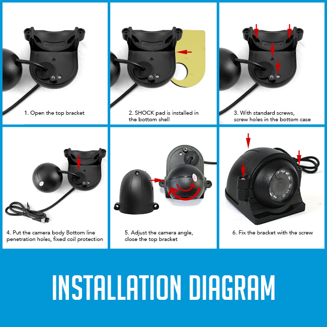installation diagram for reversing camera in shock pad