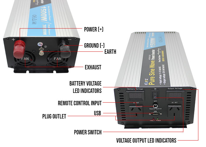 Pure Sine Wave Power Inverter 1500w / 3000w 12v - 240v AUS plug