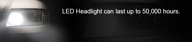 led headlight caption "can last up to 50,000 hours"