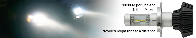 headlight being used with caption "9000LM per unit, provides bright light at a distance"
