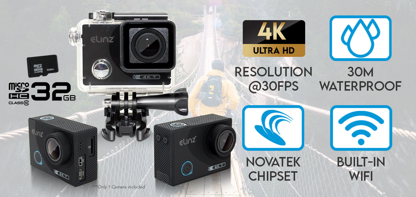 4K Ultra HD Sports Action Camera Wifi Waterproof
