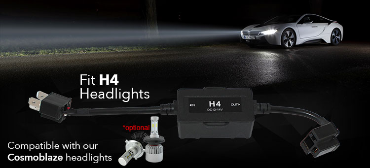 headlights on, image of canbus converter superimposed