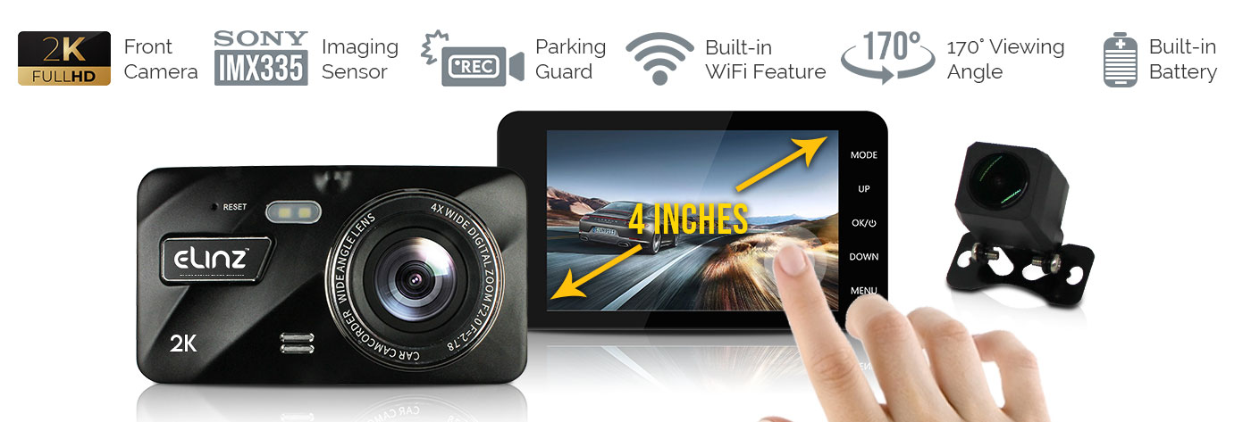 Touch Screen  2K Dash Cam Dual Camera