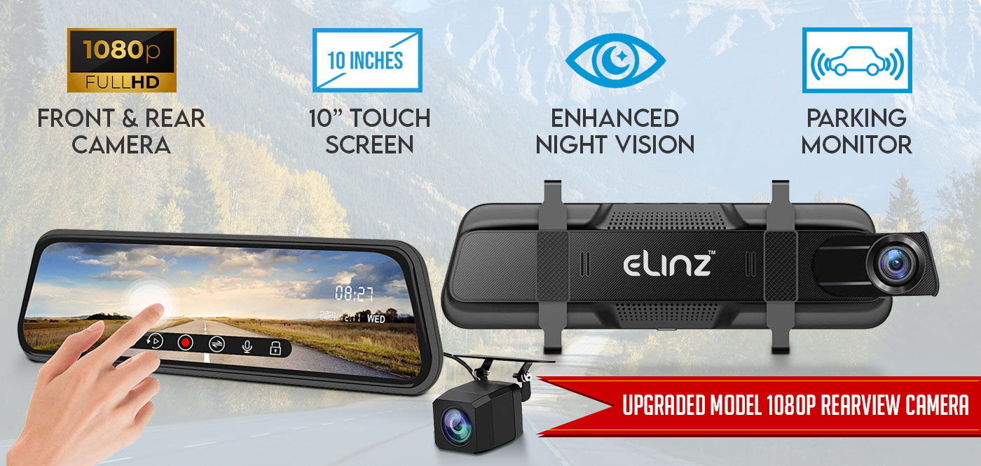 10 inches Rearview Mirror 1080P Full Touch Screen Dash Cam