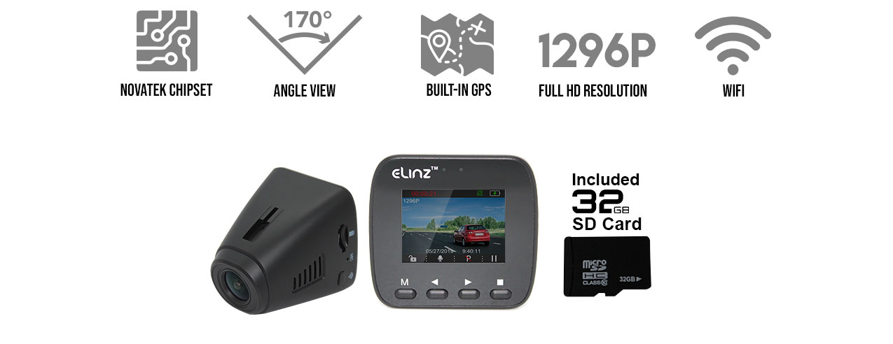 1296P GPS WiFi Hidden Car Dash Cam