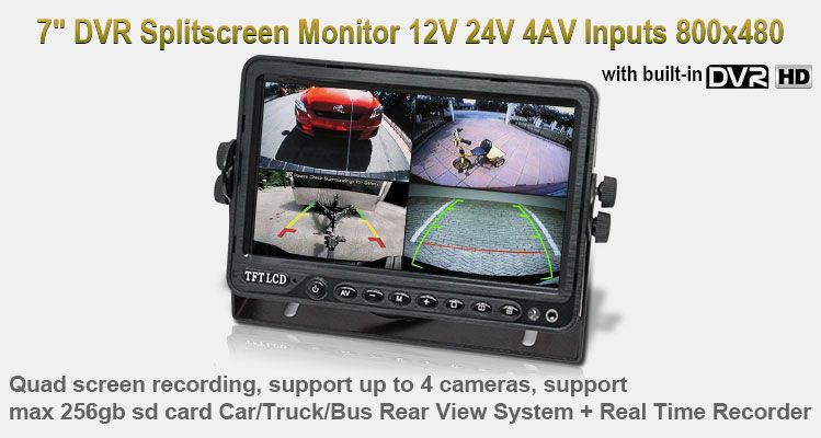 7 inch DVR 4CH Realtime Reversing Recording CCD Camera Kit