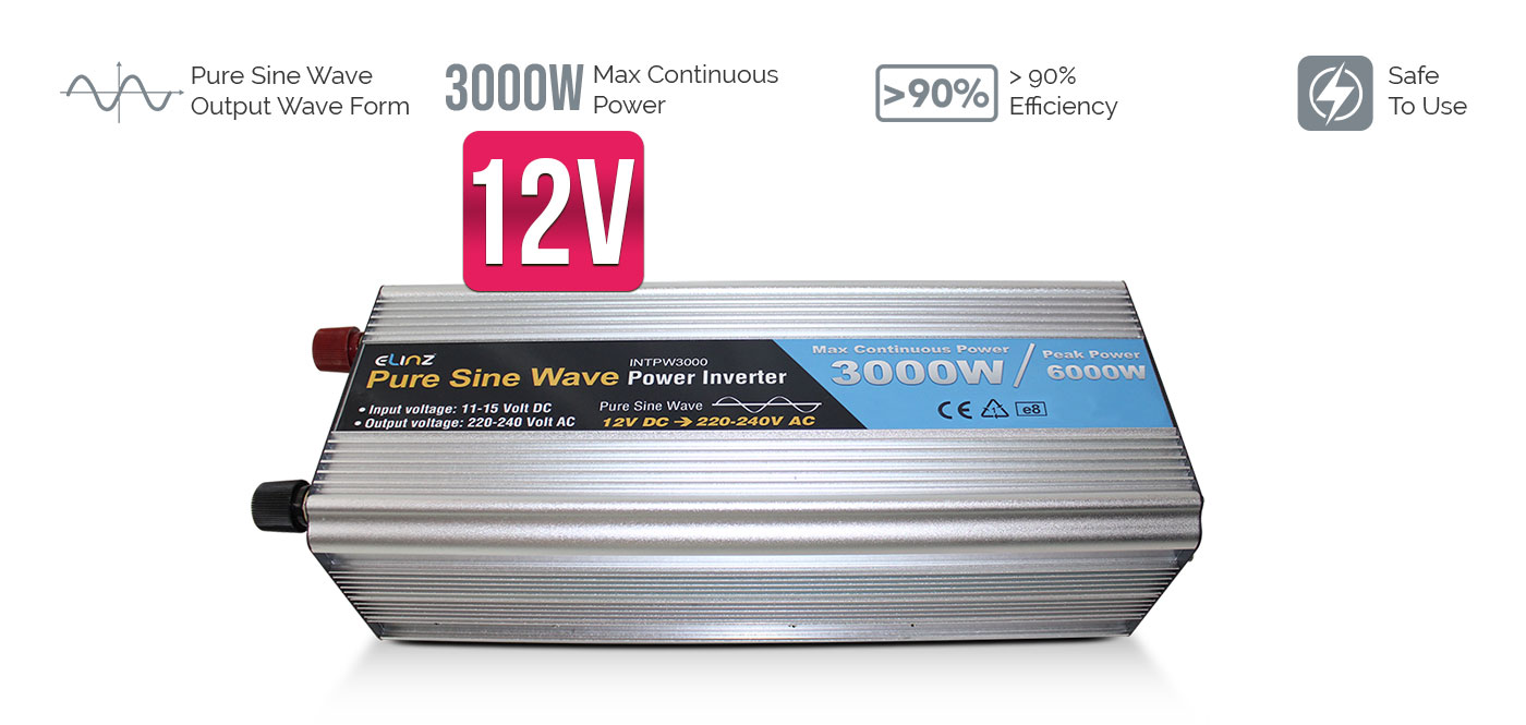 pure sine wave power inverter with caption 1000W and 90% efficiency