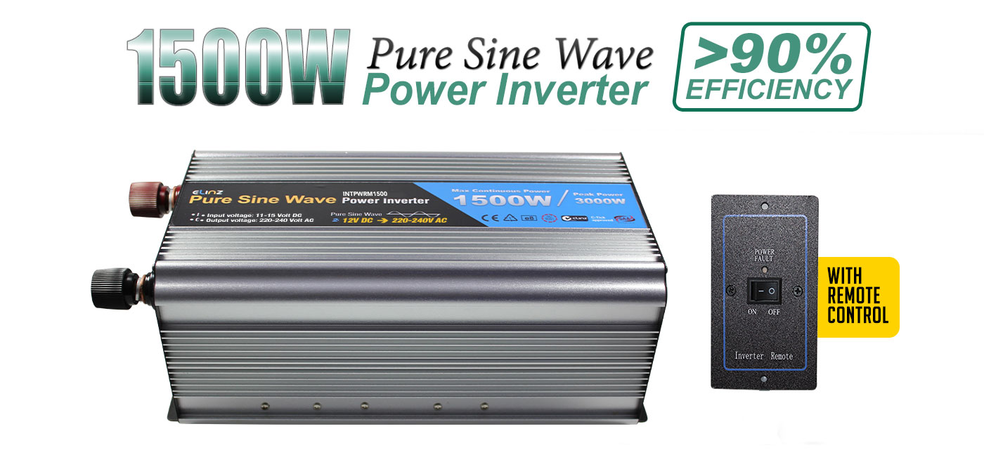 pure sine wave power inverter with caption 1500w and 90% efficiency