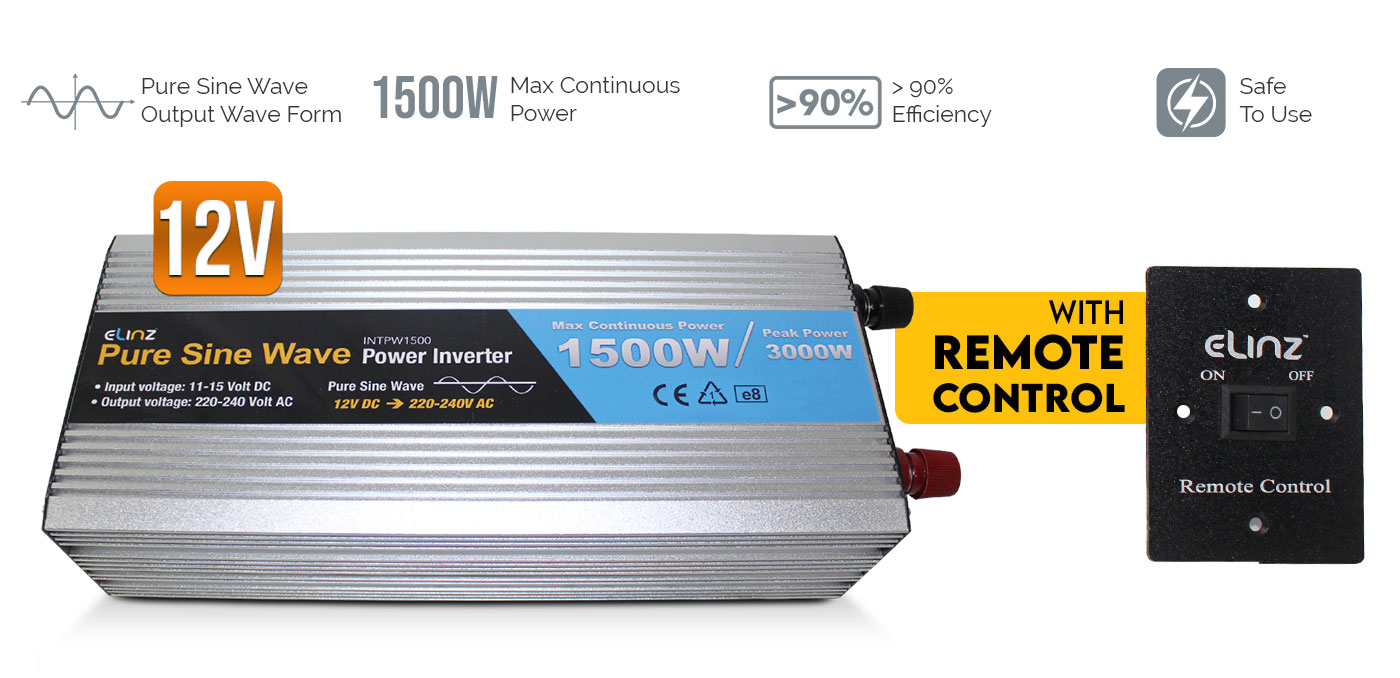 pure sine wave power inverter with caption 1500w and 90% efficiency