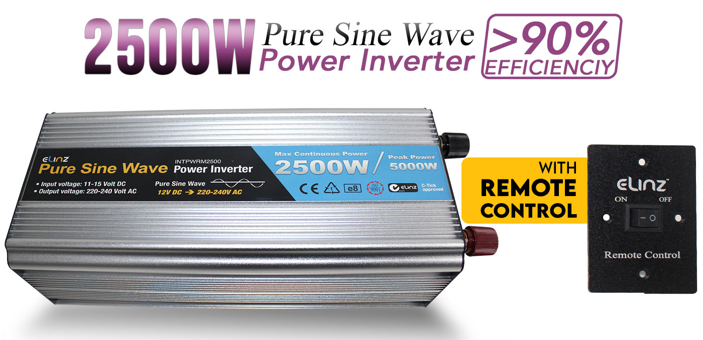 pure sine wave power inverter with caption 2500w and 90% efficiency