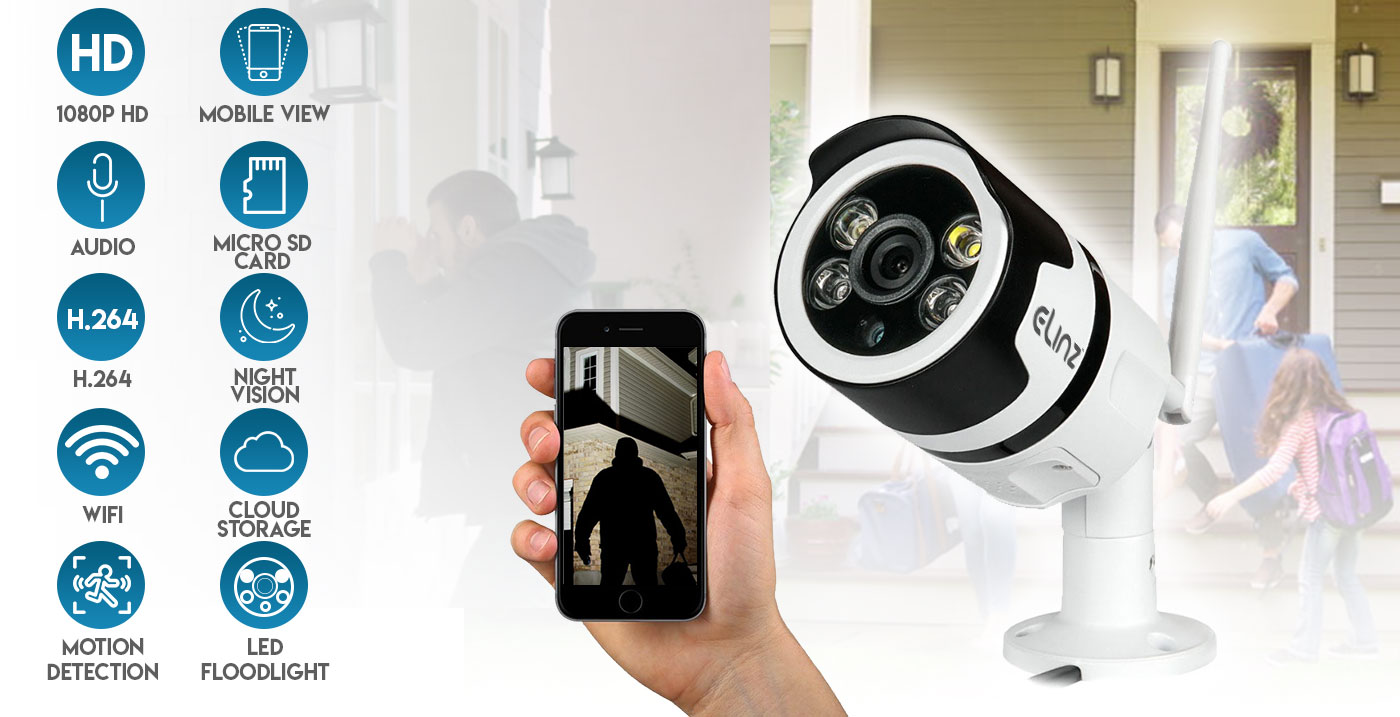 Wireless security camera with features