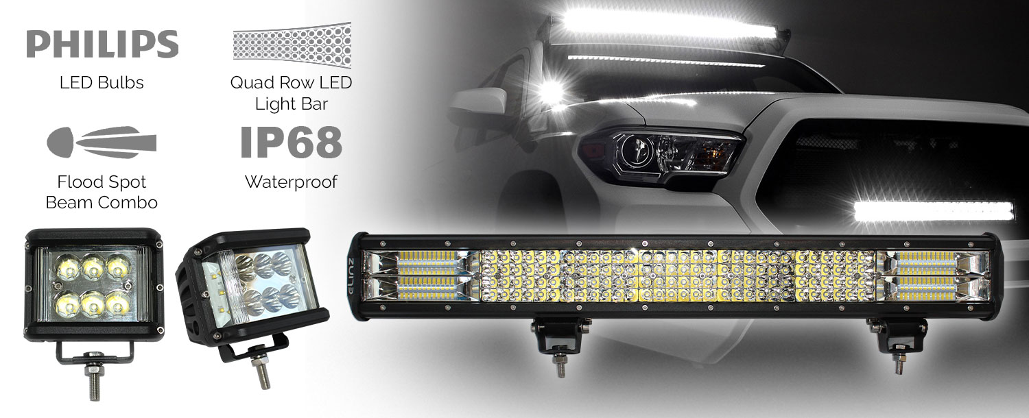 23" LED Light Bar 4 Rows with Driving Worklight