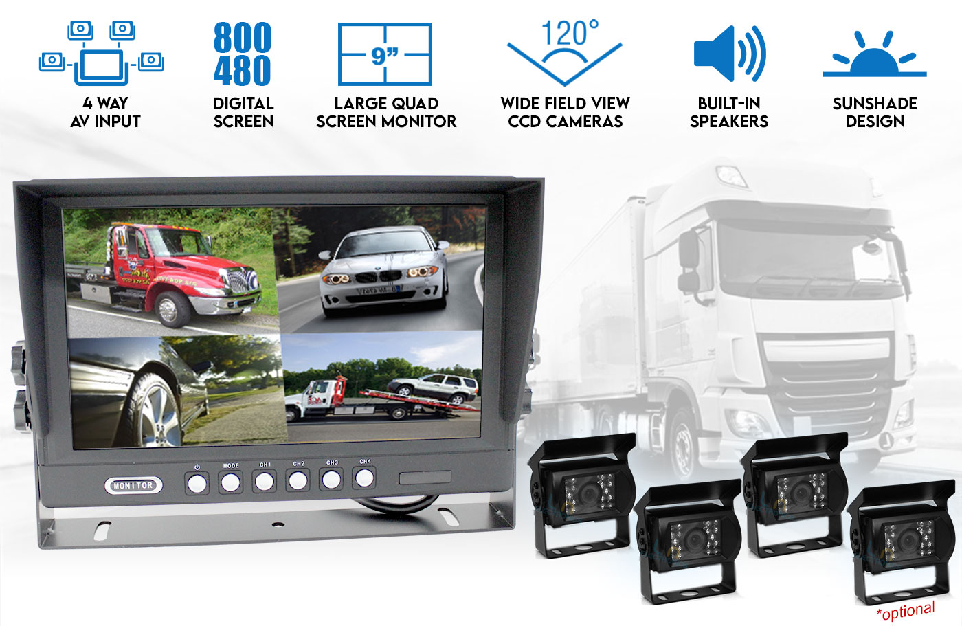 9 inch Splitscreen Monitor Reversing Camera