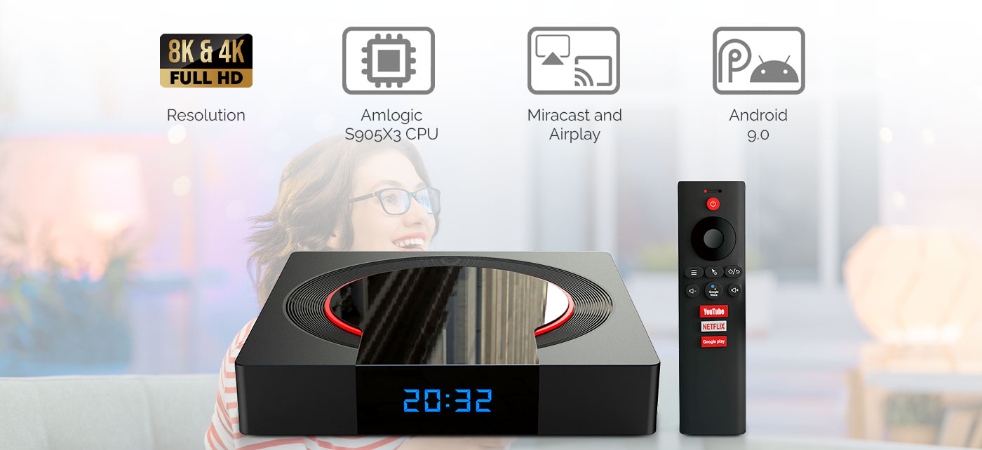8K 4K Android 9 TV Box OS Quad Core