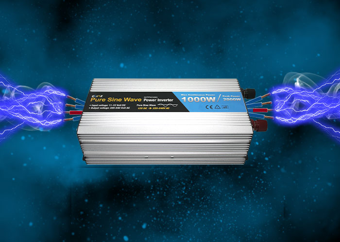 Pure Sine Wave inverter with caption maximum continuous power 1000W