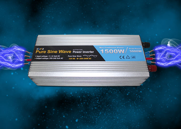 Pure Sine Wave inverter with caption maximum continuous power 1000W