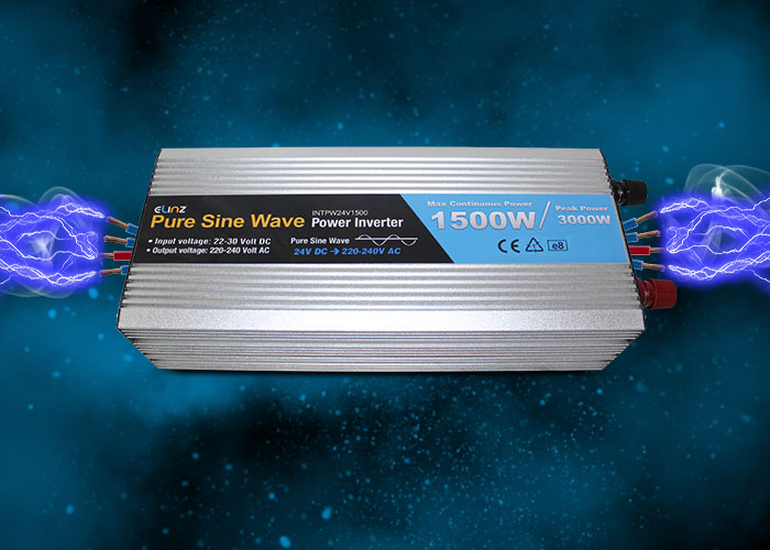 Pure Sine Wave inverter with caption maximum continuous power 1000W